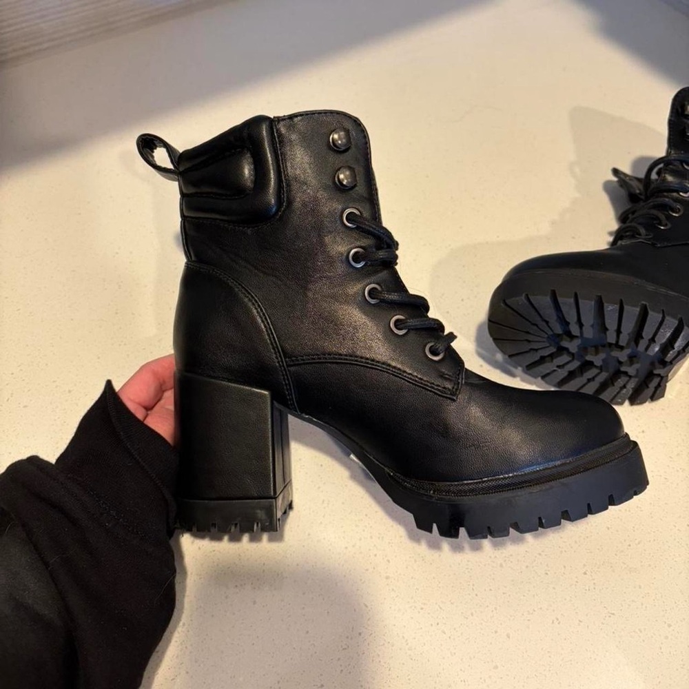 Black Chunky Heel Ankle Boots